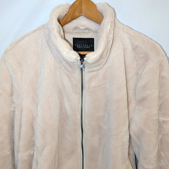 Sanctuary | Mock Neck Faux Fur Jacket in "Maple" Cream | Size Large - Picture 7 of 15